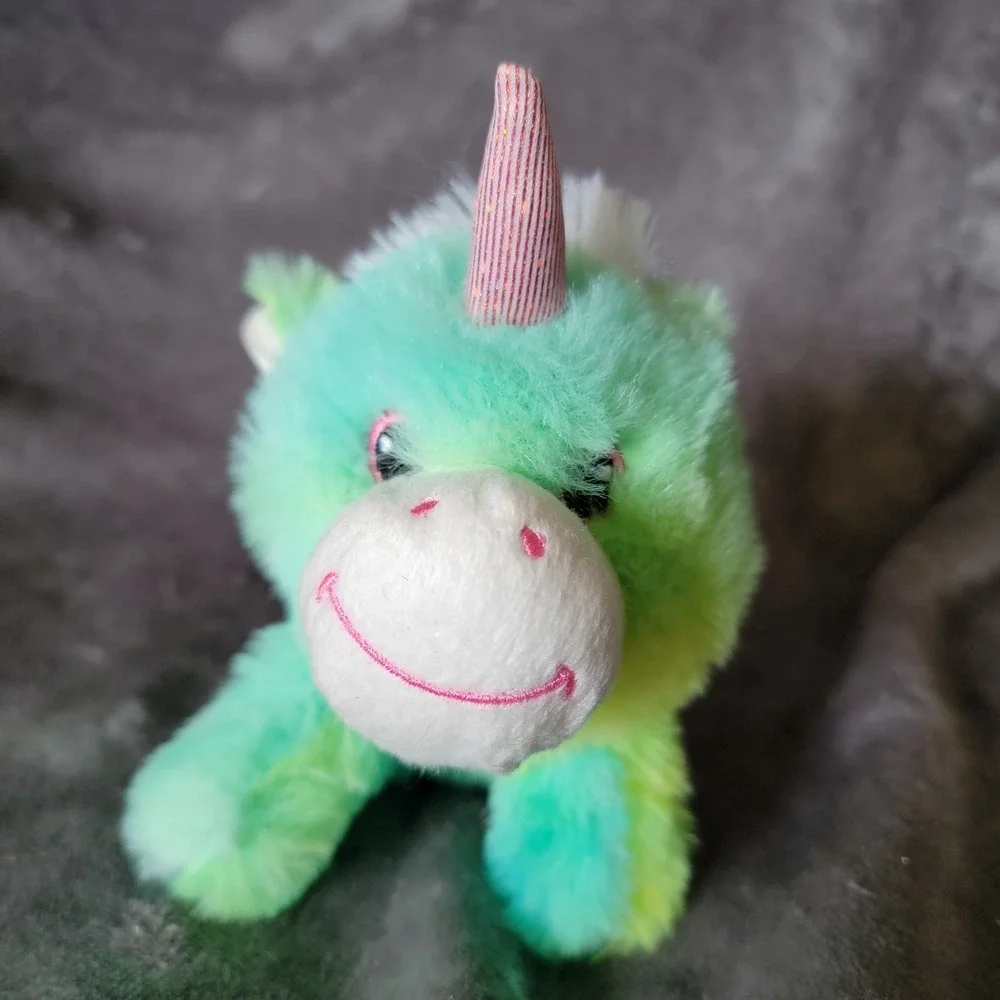 Greenbrier International Unicorn Plush Kids 5in Green Excellent Tie Dye Fuzzy